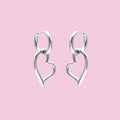 Silver Tone Heart Hoop Earrings