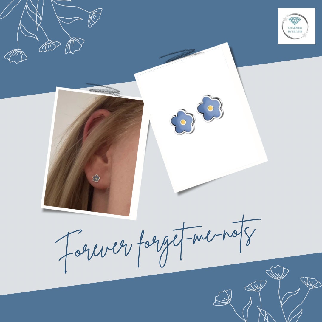 Sterling Silver Forget-me-not Flower Earrings