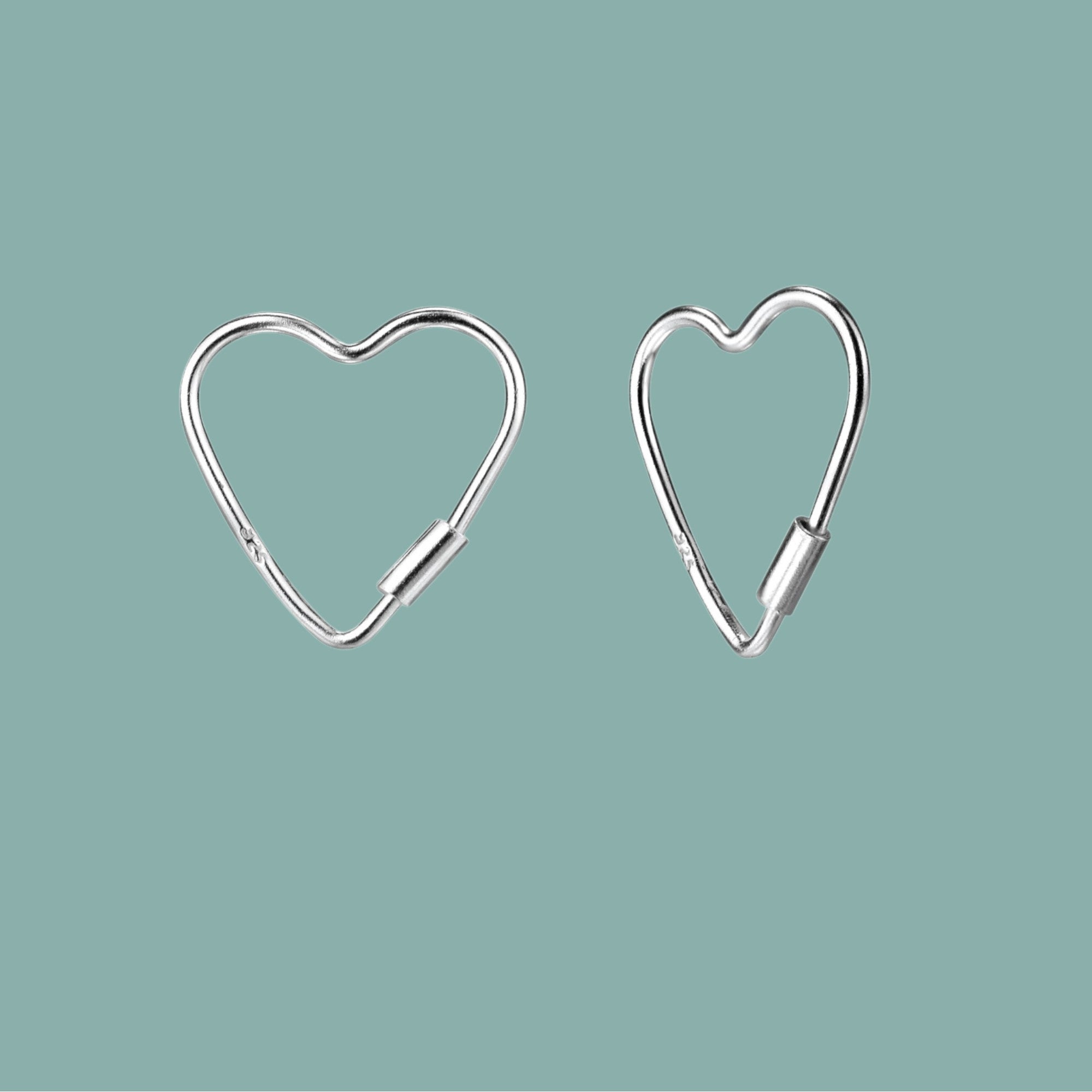 Sterling Silver Heart Hoop Earrings