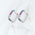 Silver Rainbow Cubic Zirconia Hoop Earrings
