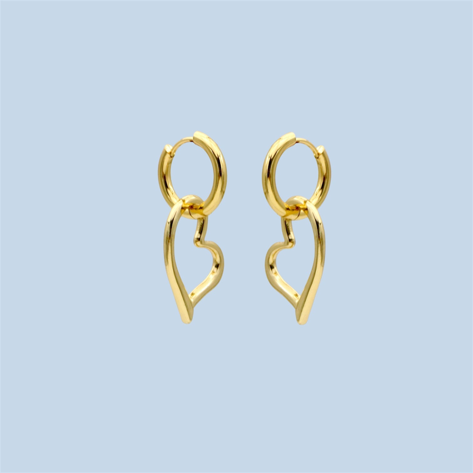Gold Tone Heart Hoop Earrings