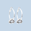 Silver Tone Heart Hoop Earrings
