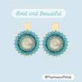 Gold Turquoise Blue Bead Earrings
