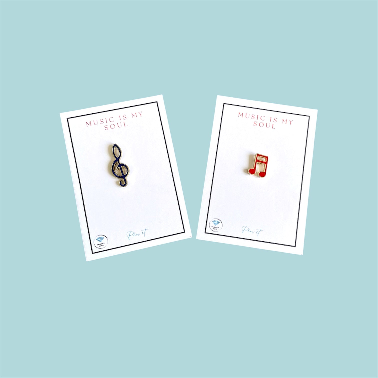 Music in my Soul Enamel Pin - blue treble clef