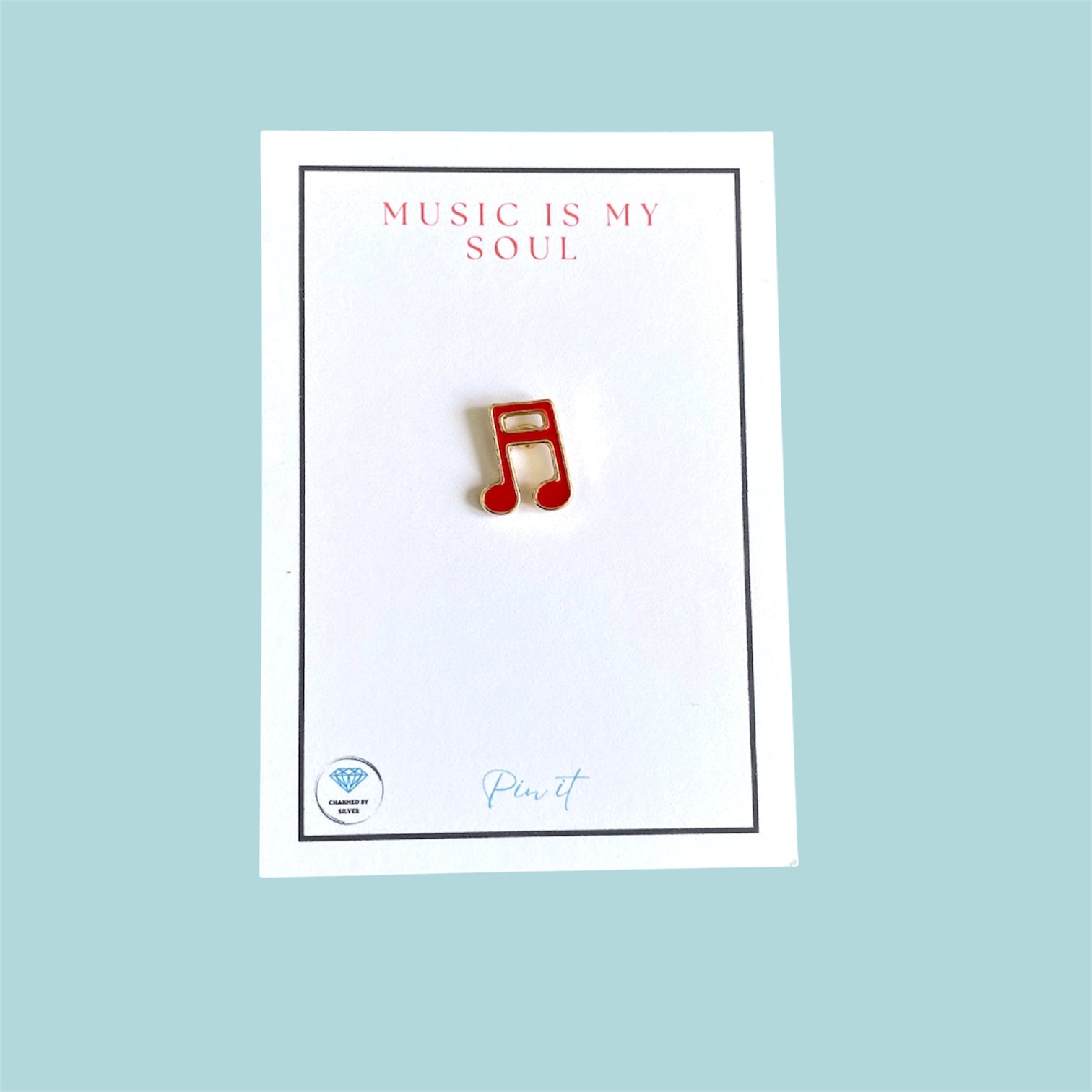 Music in my Soul Enamel Pin - blue treble clef