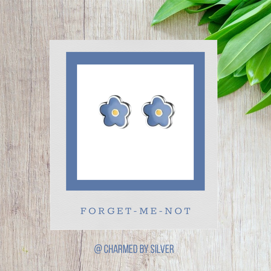 Sterling Silver Forget-me-not Flower Earrings