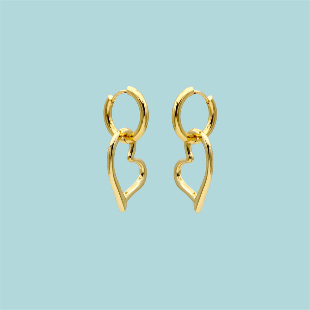 Gold Tone Heart Hoop Earrings