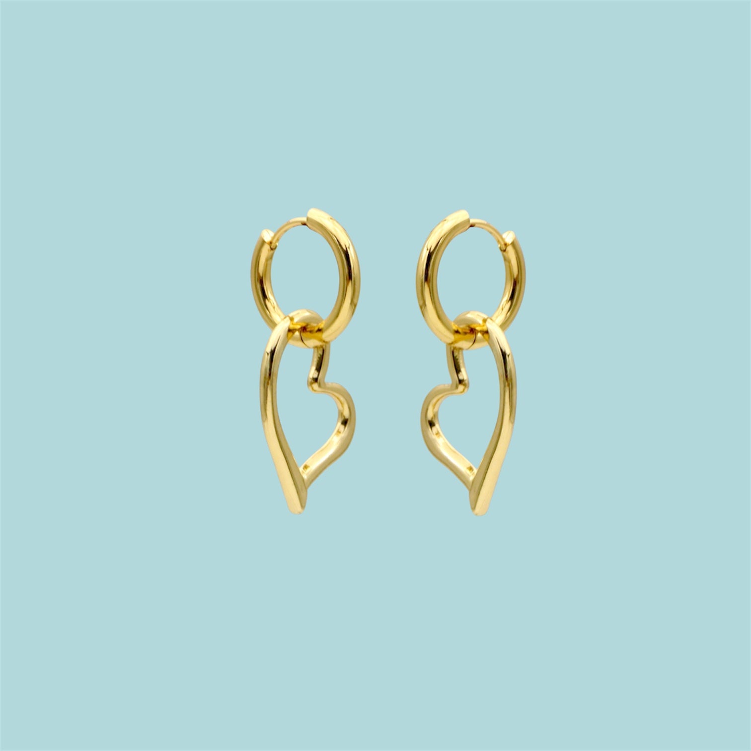 Gold Tone Heart Hoop Earrings