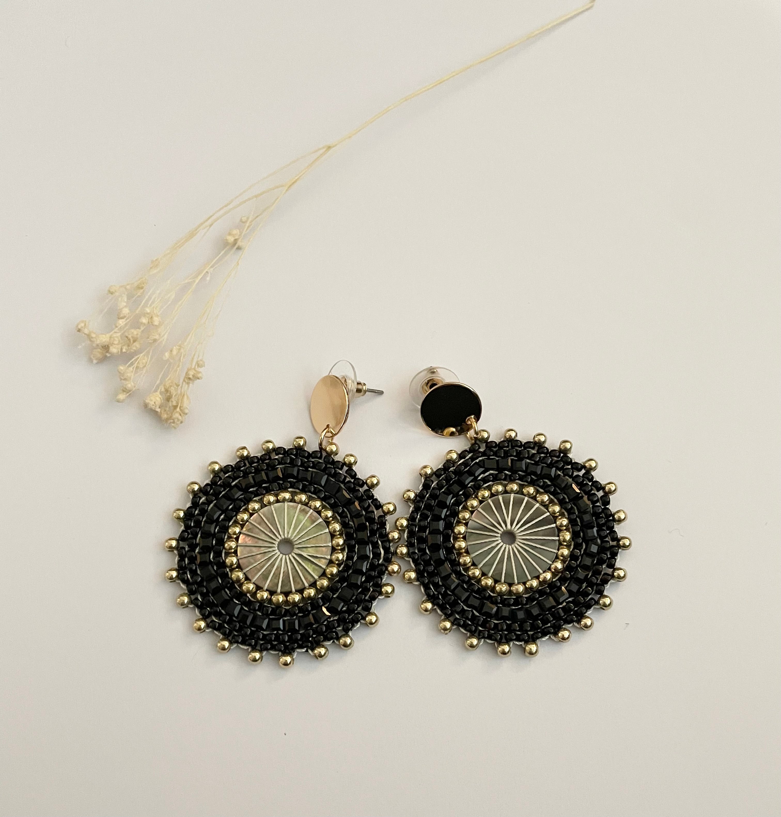 Beautiful Black Bead Earrings