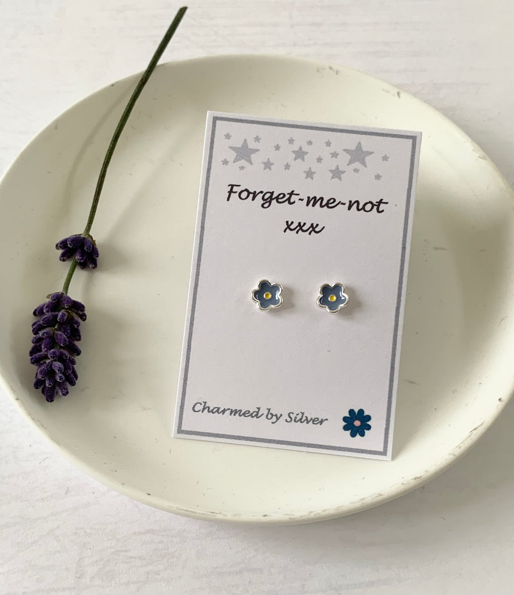 Sterling Silver Forget-me-not Flower Earrings