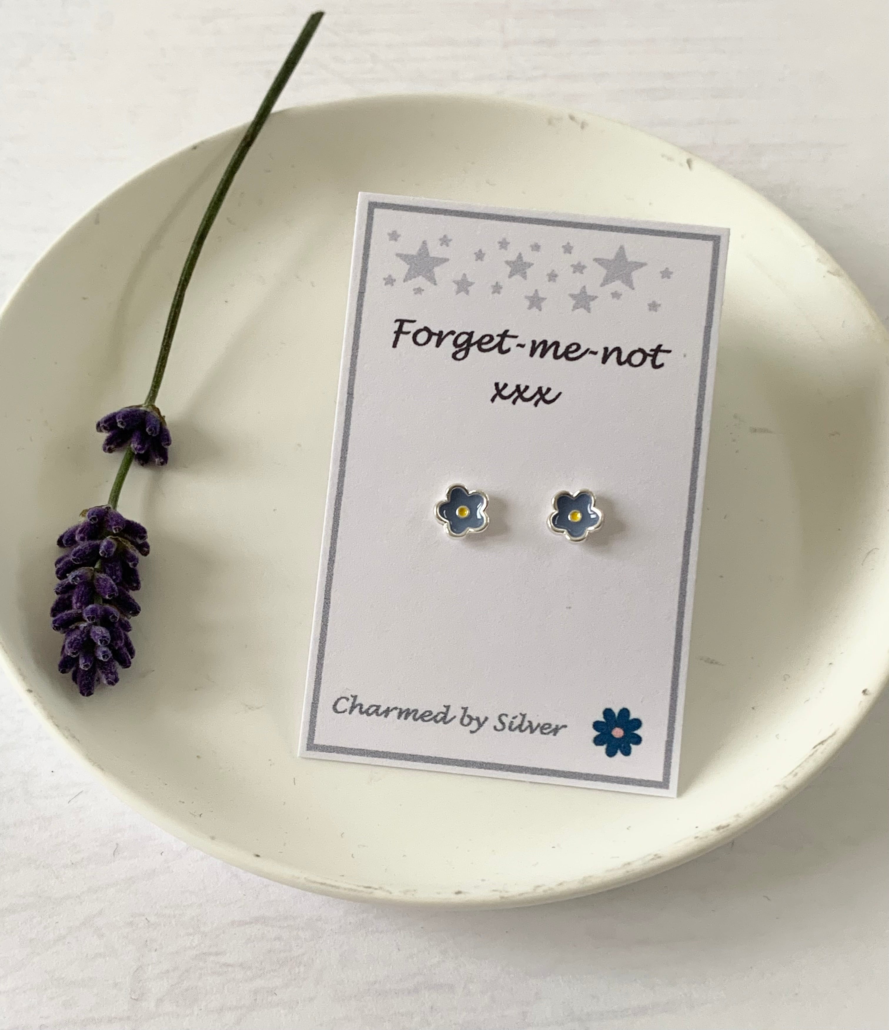 Sterling Silver Forget-me-not Flower Earrings