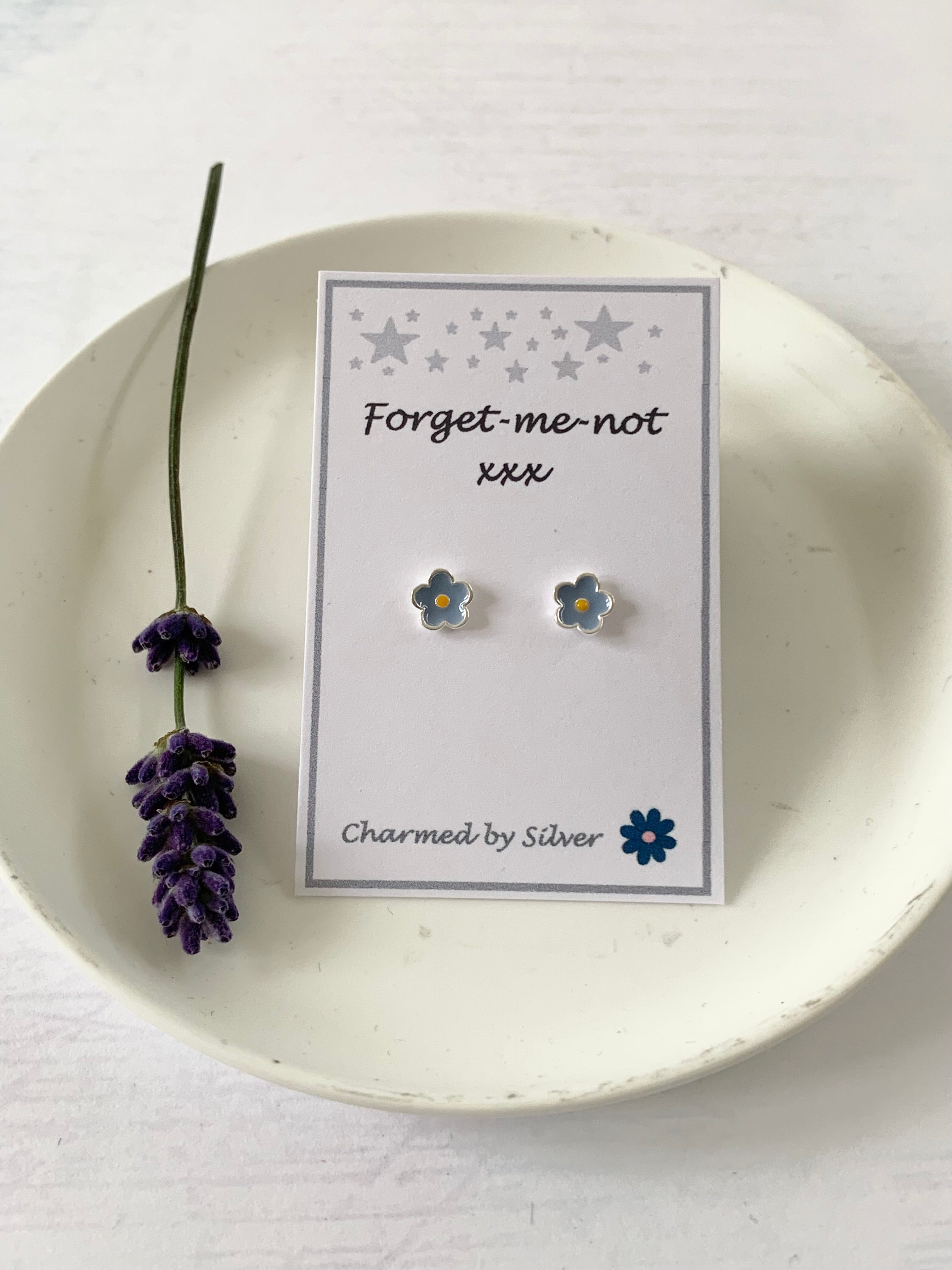 Sterling Silver Forget-me-not Flower Earrings
