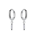 Sterling Silver CZ Bar Huggie Hoop Earrings