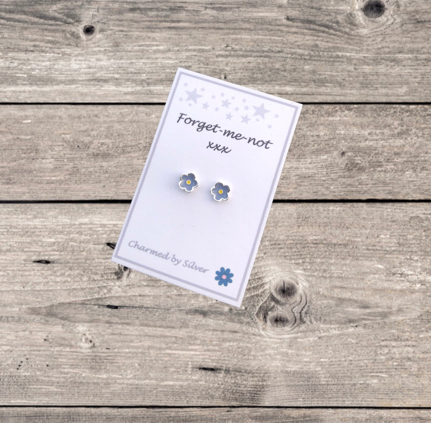 Sterling Silver Forget-me-not Flower Earrings