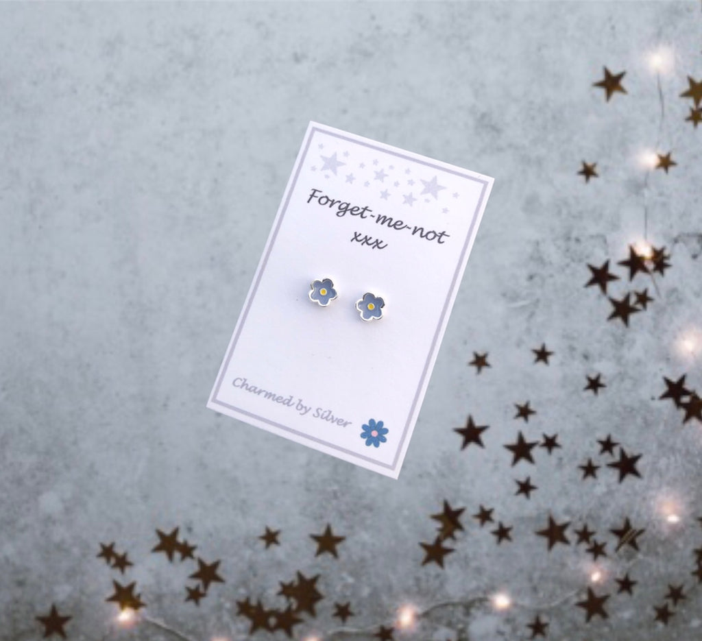 Sterling Silver Forget-me-not Flower Earrings