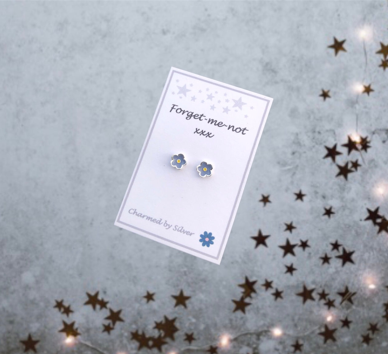 Sterling Silver Forget-me-not Flower Earrings