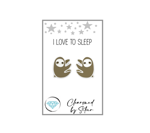 Sterling Silver Sloth Earrings - Love to sleep