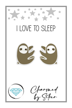 Sterling Silver Sloth Earrings - Love to sleep