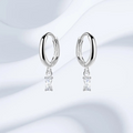 Sterling Silver Baguette CZ Huggie Hoop Earrings