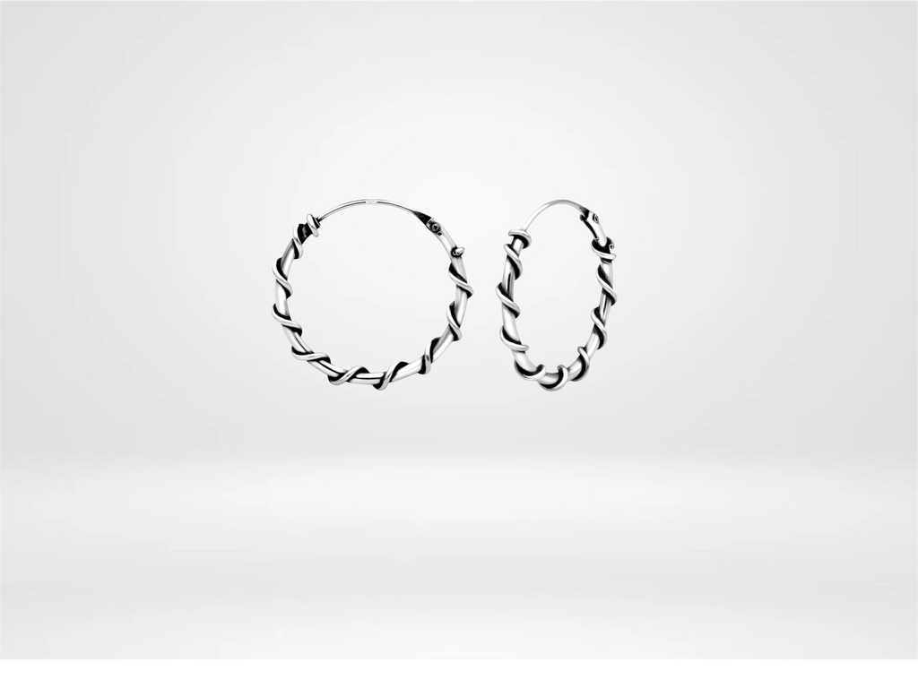 Sterling Silver Bali Twist Hoop Earrings