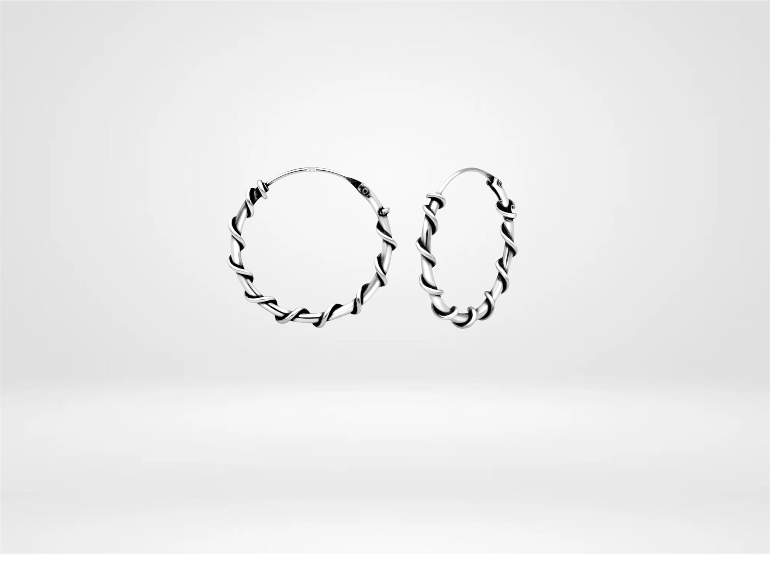 Sterling Silver Bali Twist Hoop Earrings