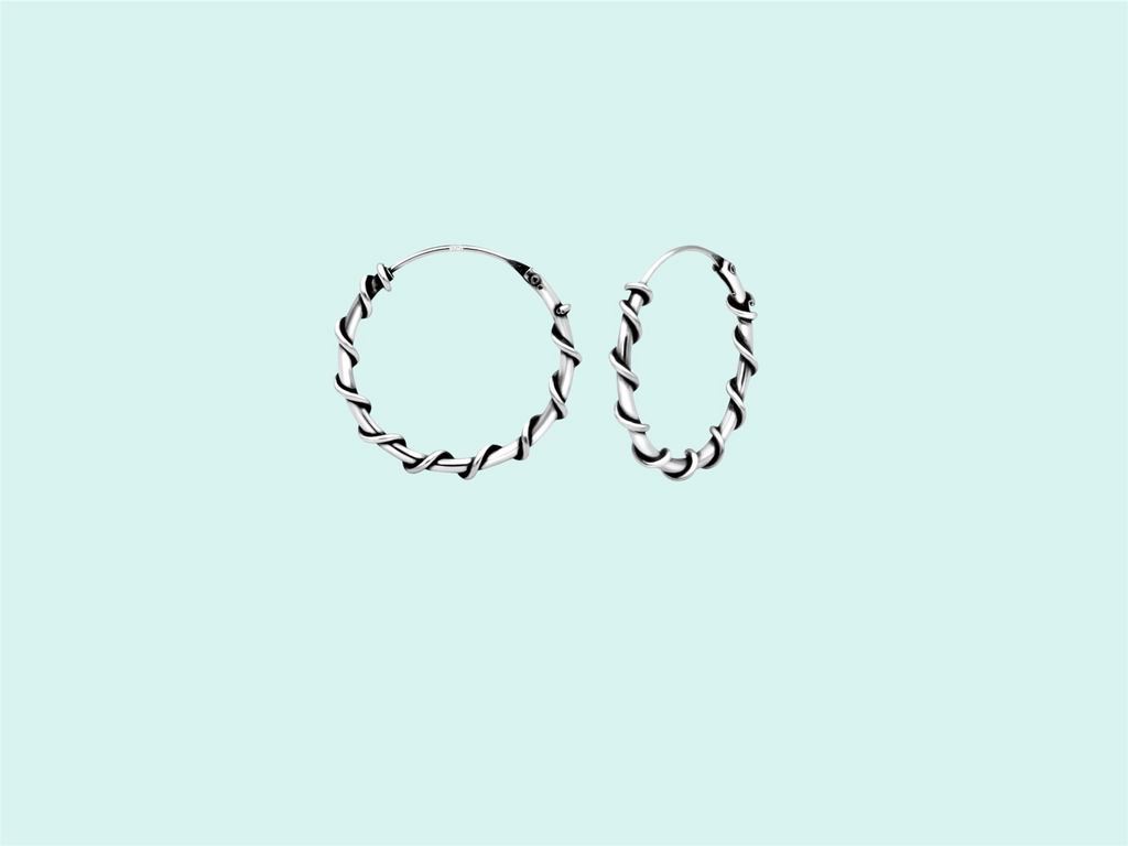 Sterling Silver Bali Twist Hoop Earrings