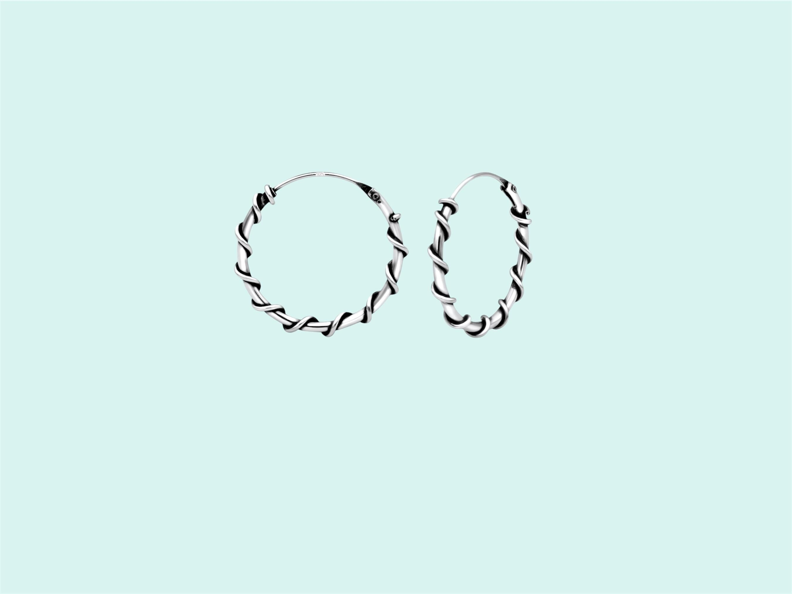 Sterling Silver Bali Twist Hoop Earrings