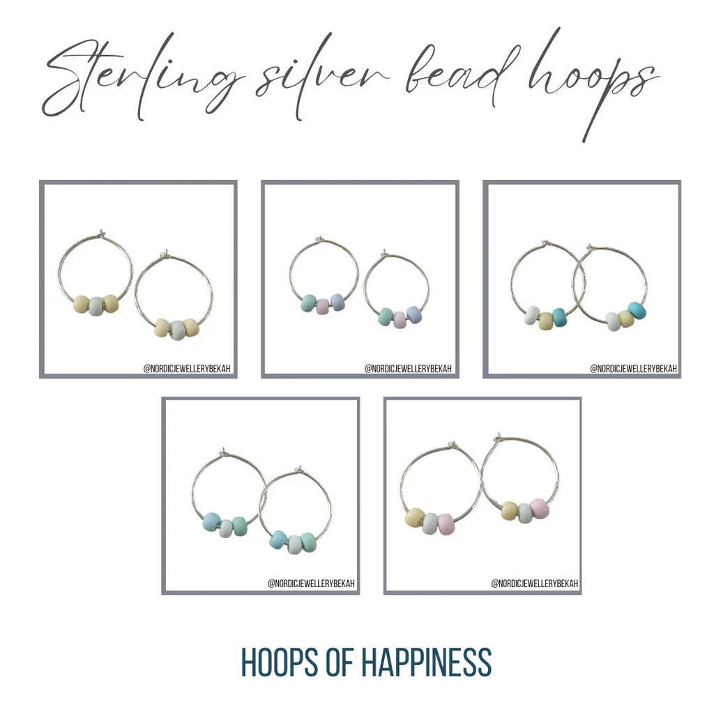 Sterling Silver sunshine Beads Hoops - choose your colours!