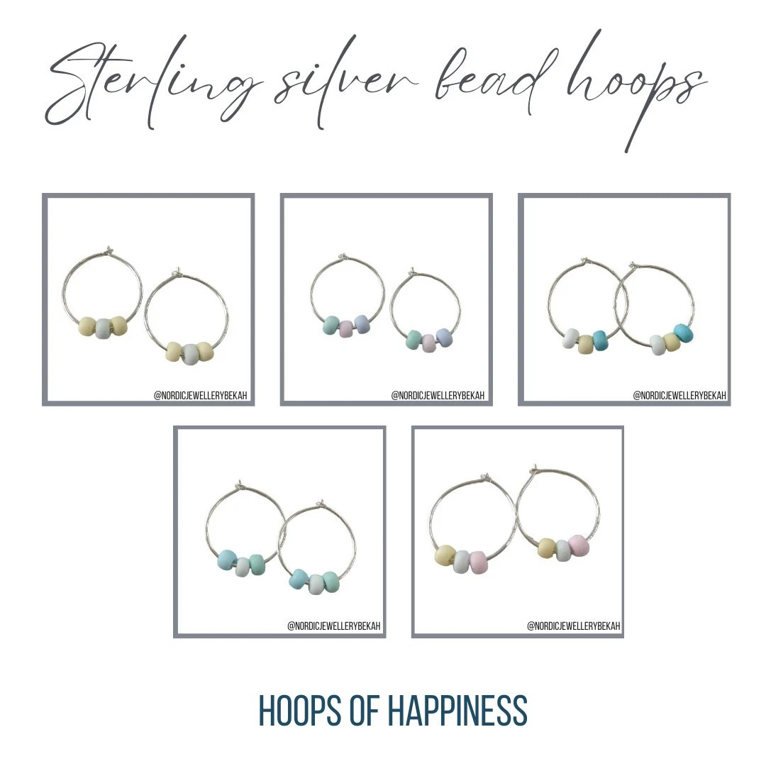 Sterling Silver sunshine Beads Hoops - choose your colours!
