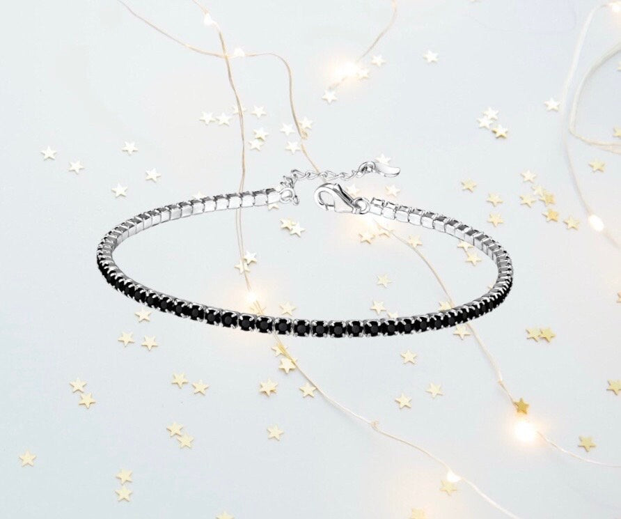 Sterling Silver Black CZ Tennis Bracelet