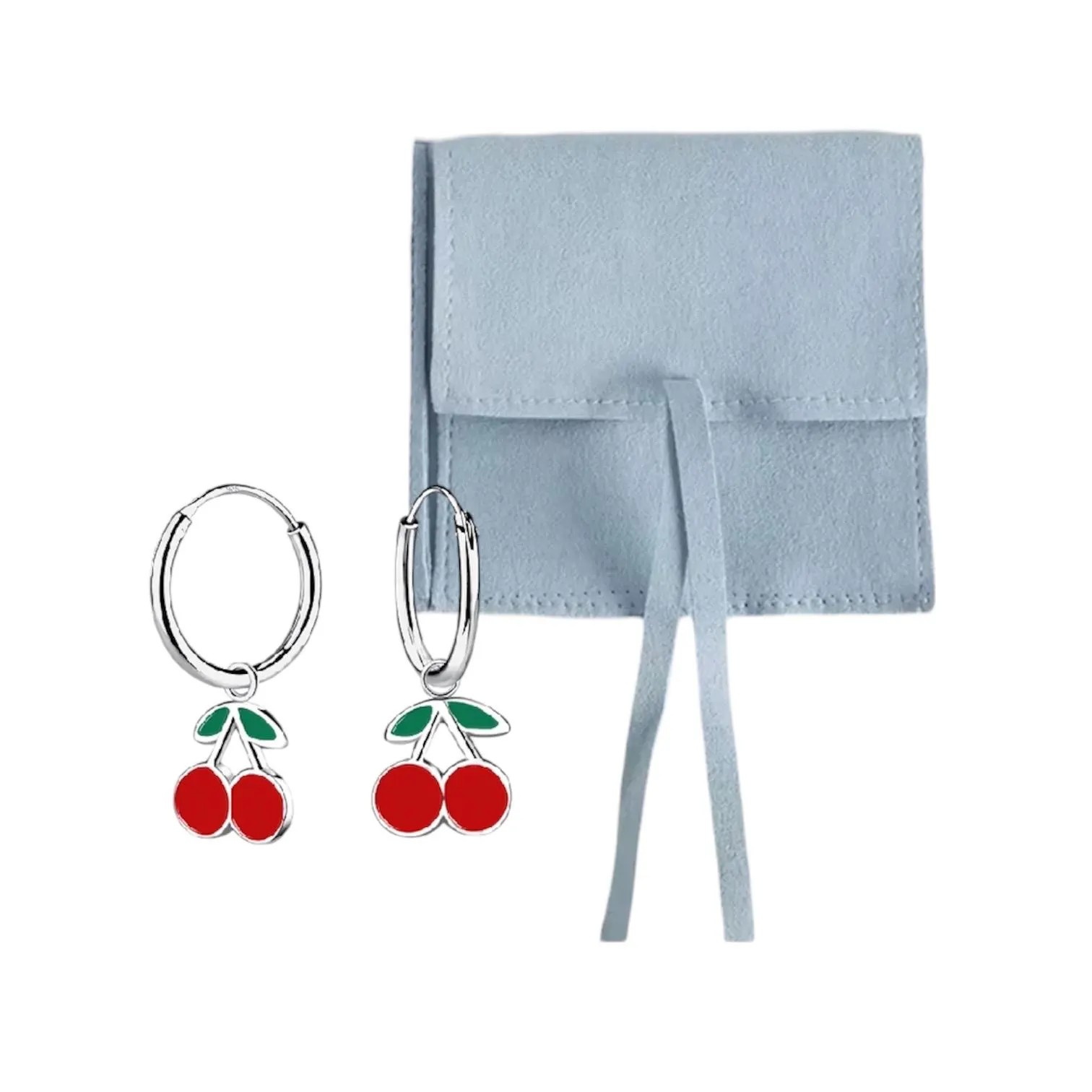 Sterling Silver Cherry Hoop Earrings