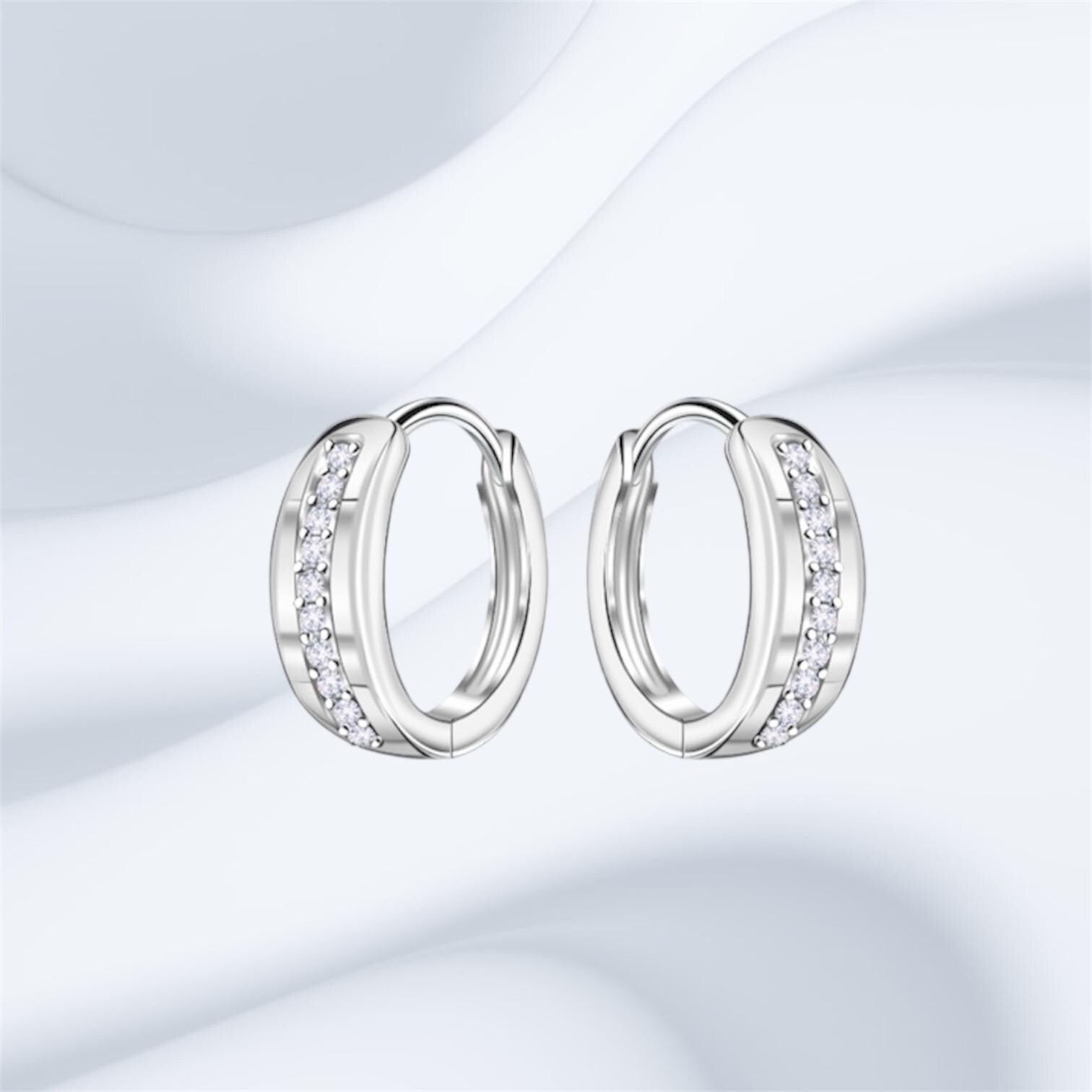 Sterling Silver Cubic Zirconia Hoops