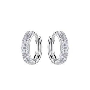 Sterling Silver Chunky Cubic Zirconia Hoop Earrings