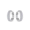 Sterling Silver Chunky Cubic Zirconia Hoop Earrings