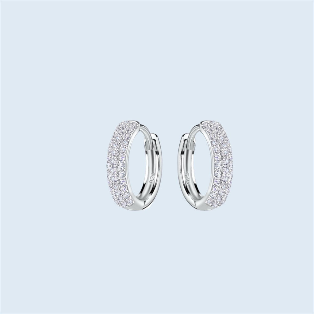 Sterling Silver Chunky Cubic Zirconia Hoop Earrings