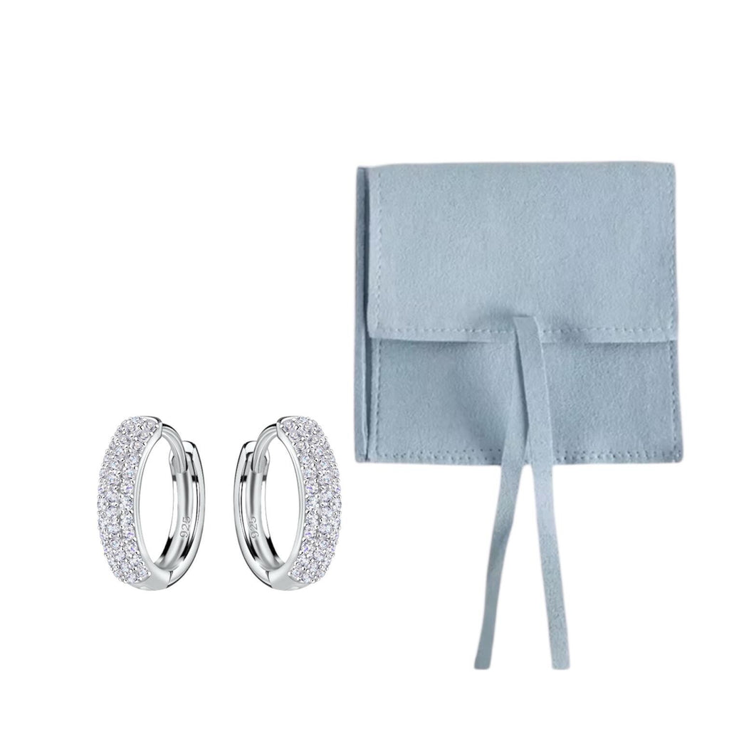 Sterling Silver Chunky Cubic Zirconia Hoop Earrings