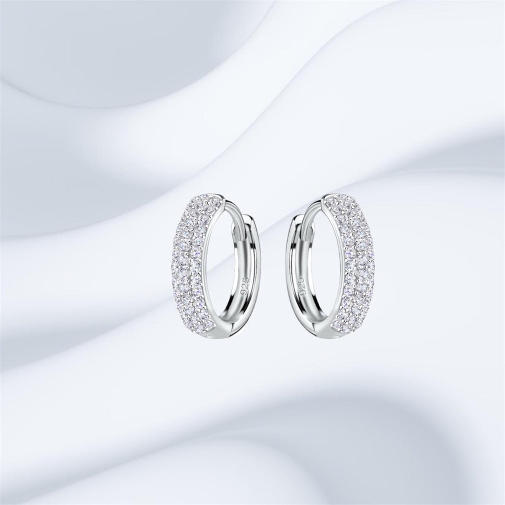 Sterling Silver Chunky Cubic Zirconia Hoop Earrings