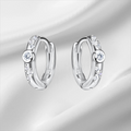 Sterling Silver Round Cubic Zirconia Hoop Earrings