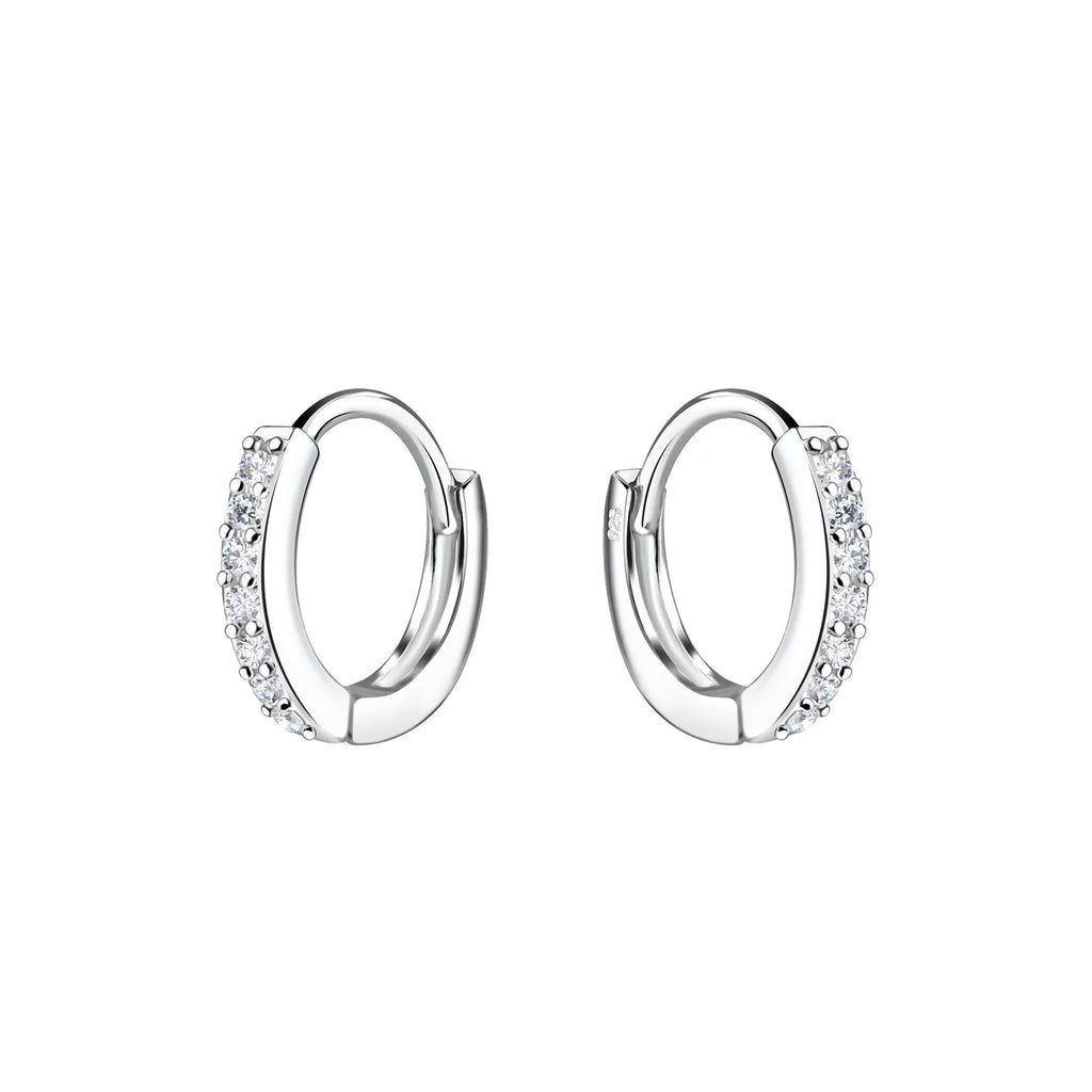 Sterling Silver Cubic Zirconia Huggie Hoop Earrings