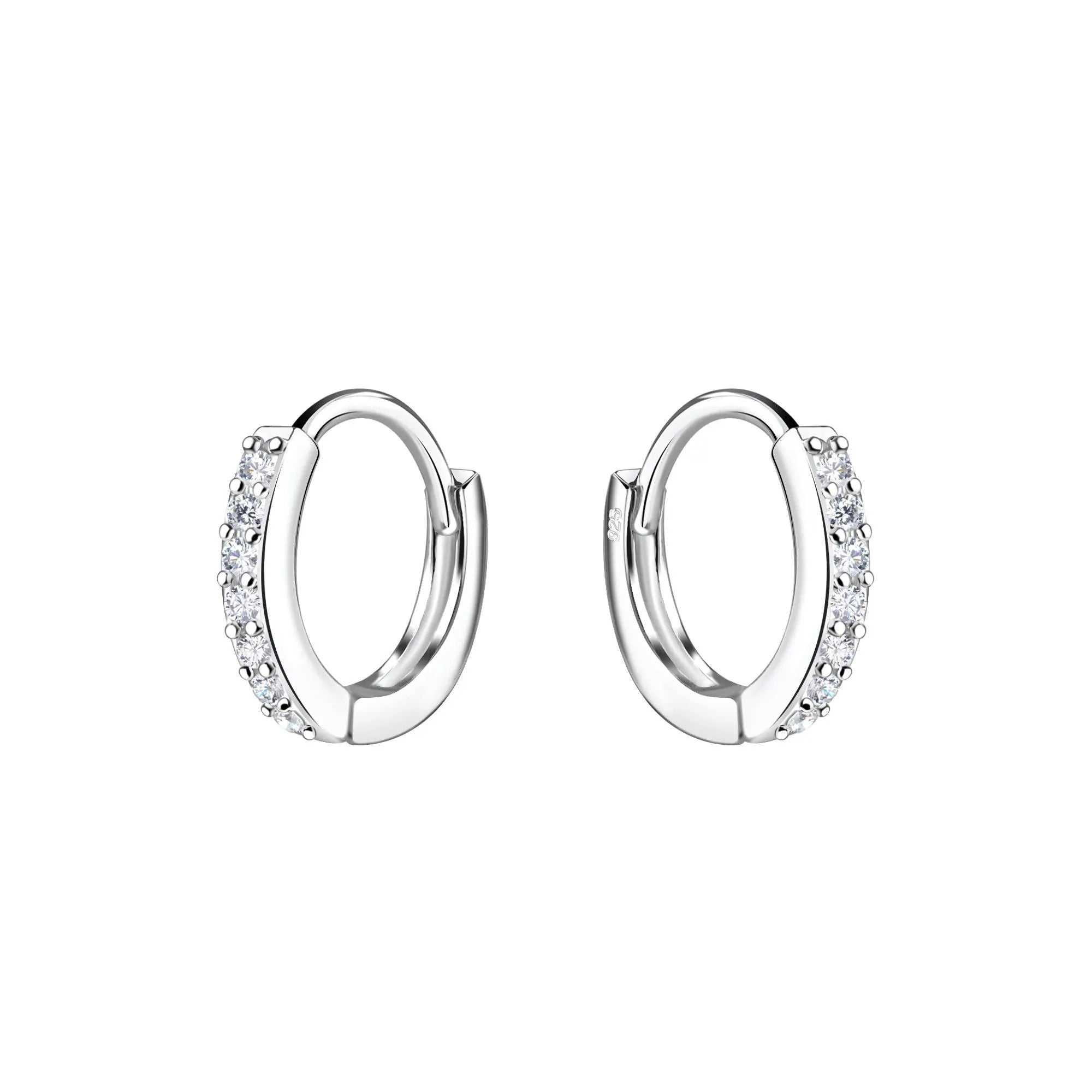 Sterling Silver Cubic Zirconia Huggie Hoop Earrings