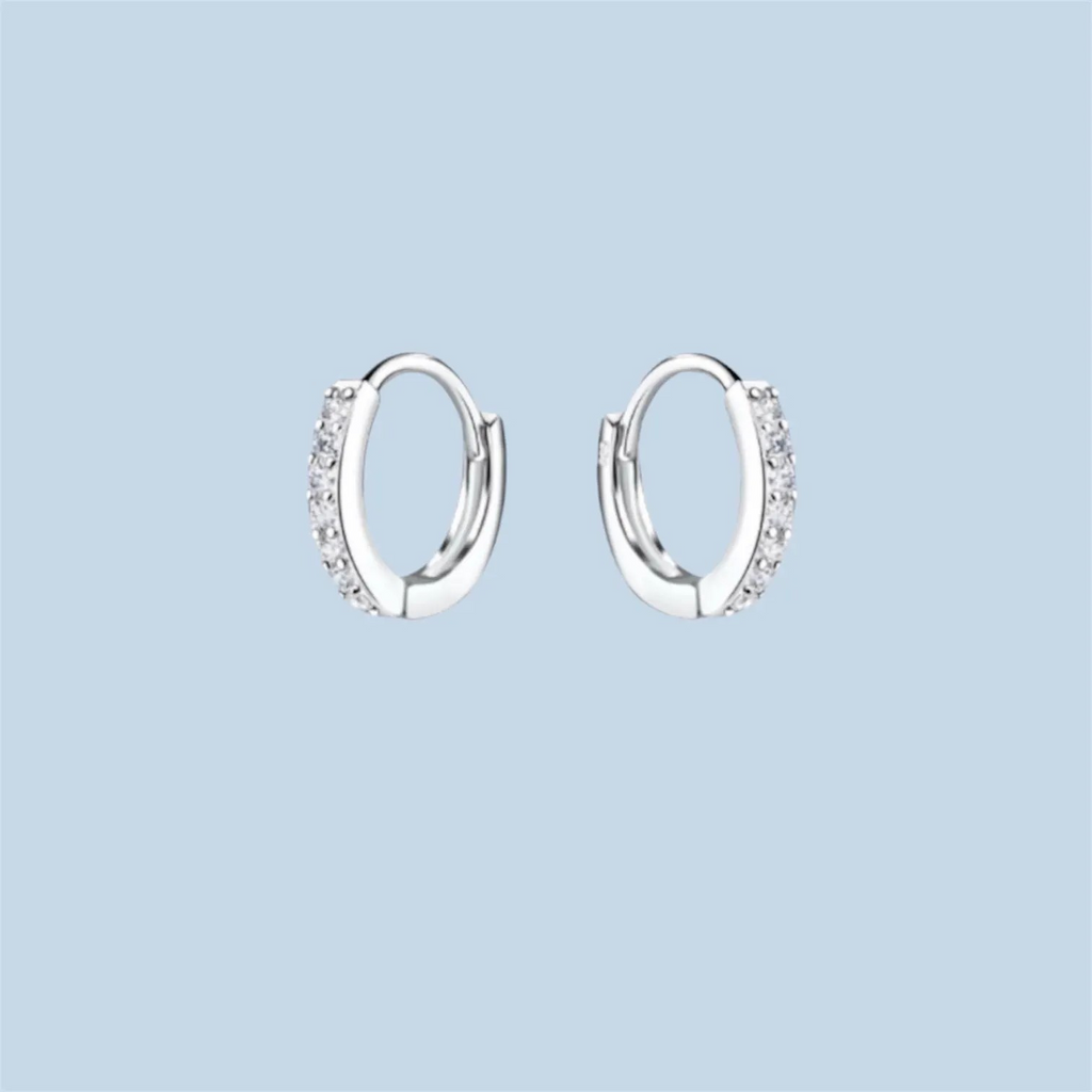 Sterling Silver Cubic Zirconia Huggie Hoop Earrings