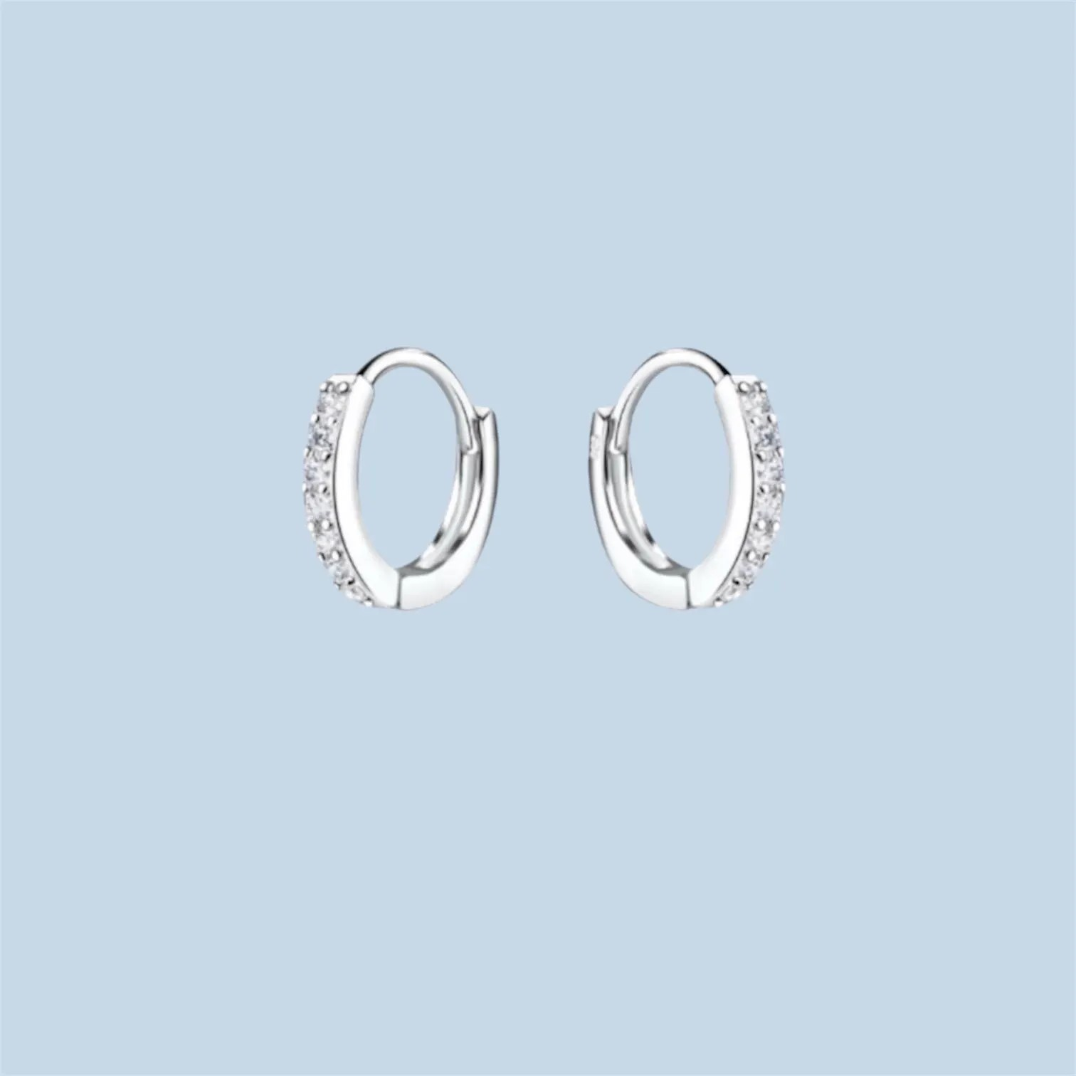 Sterling Silver Cubic Zirconia Huggie Hoop Earrings