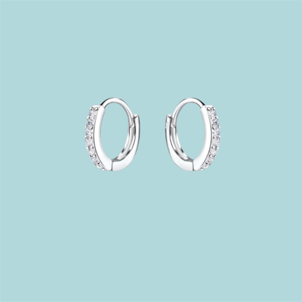 Sterling Silver Cubic Zirconia Huggie Hoop Earrings