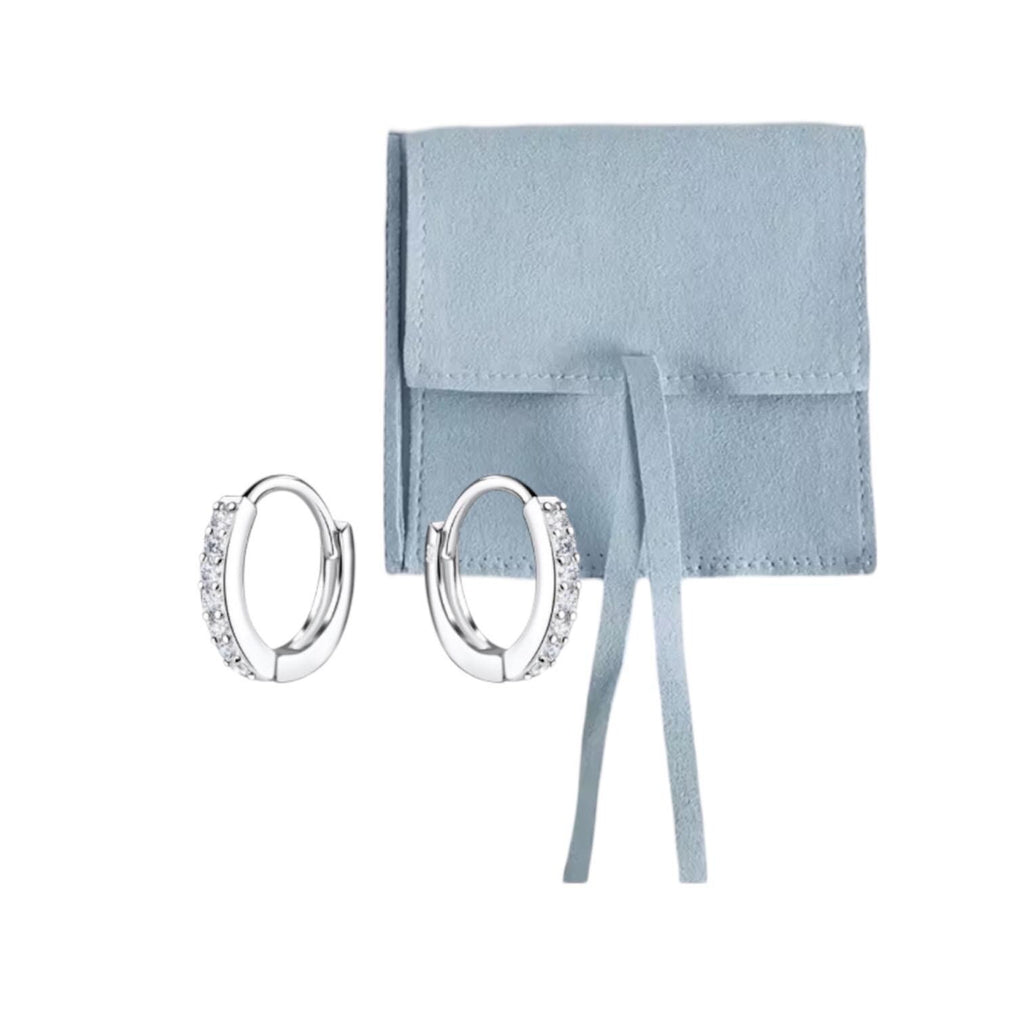 Sterling Silver Cubic Zirconia Huggie Hoop Earrings