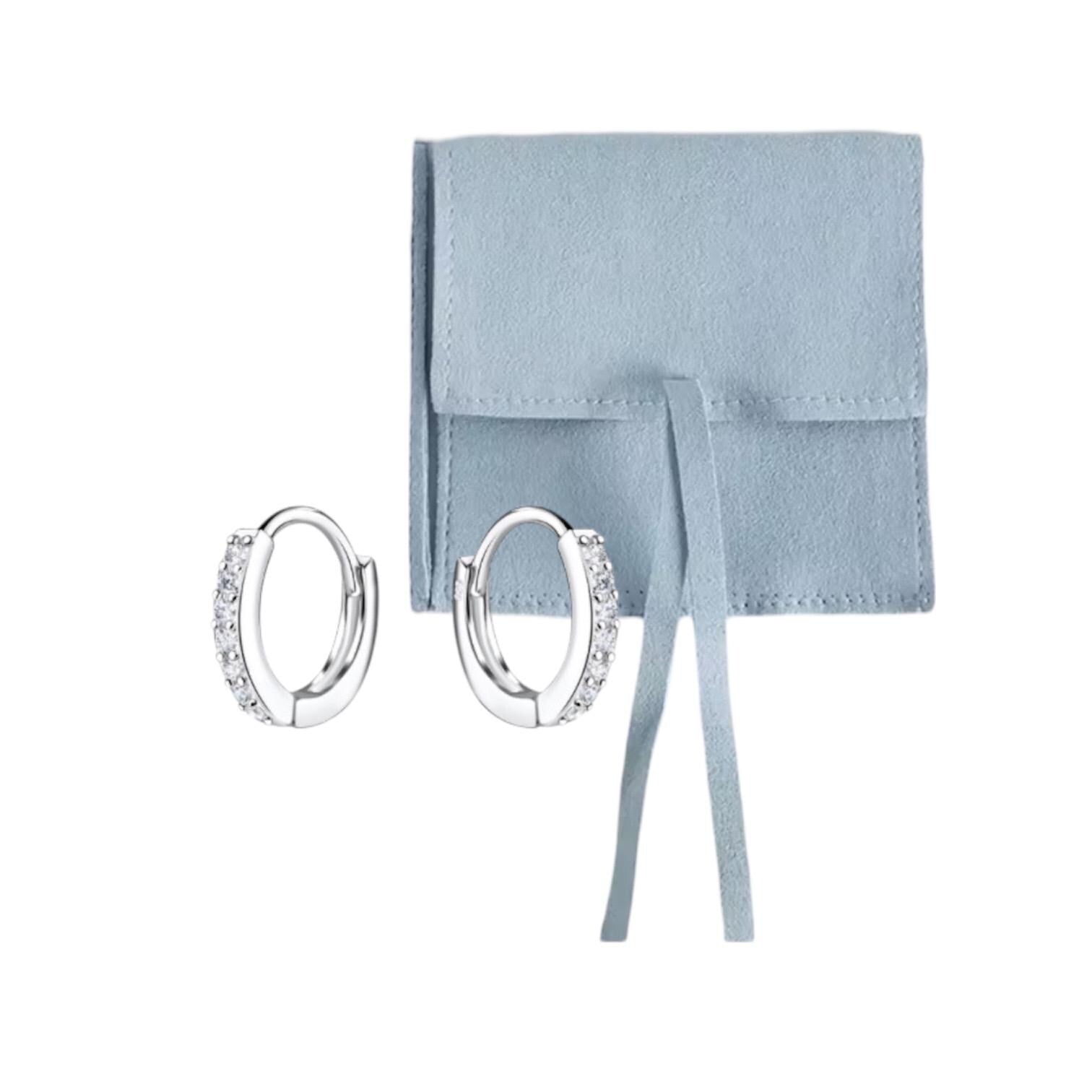 Sterling Silver Cubic Zirconia Huggie Hoop Earrings