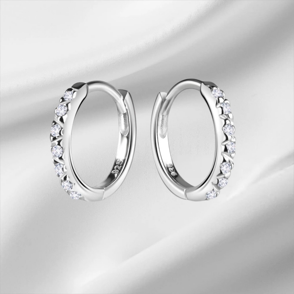 Sterling Silver Cubic Zirconia Huggie Hoop Earrings