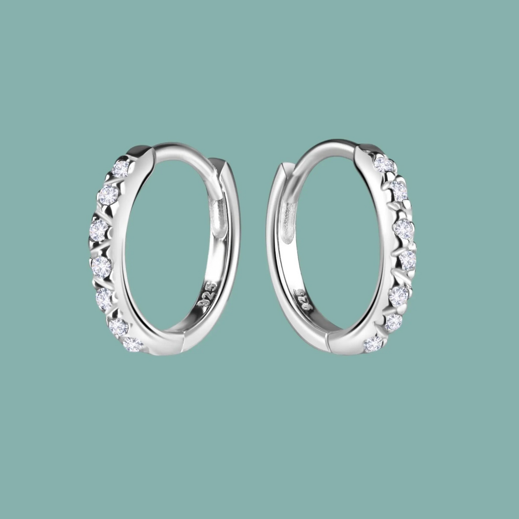 Sterling Silver Cubic Zirconia Huggie Hoop Earrings