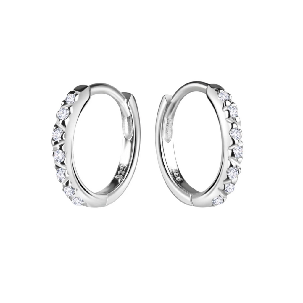 Sterling Silver Cubic Zirconia Huggie Hoop Earrings