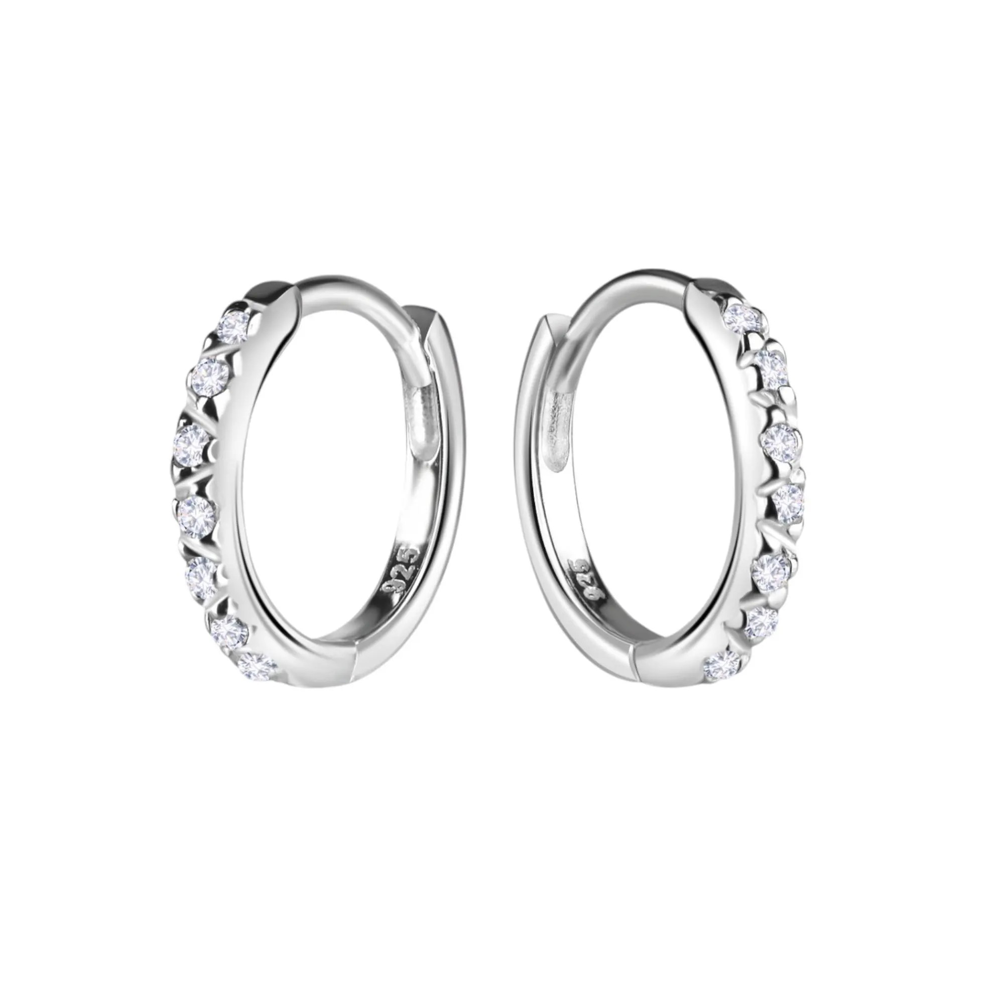 Sterling Silver Cubic Zirconia Huggie Hoop Earrings