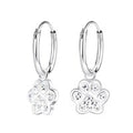 Sterling Silver Dog Paw Huggie Hoop Earrings
